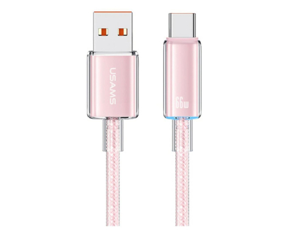 Kabel USB USAMS Kabel US-SJ658 6A USB-A do USB-C 1,2m różowy