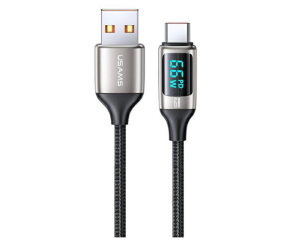 Kabel USB USAMS Kabel pleciony U78 USB-C 1,2m LED 6A Fast Charging biały