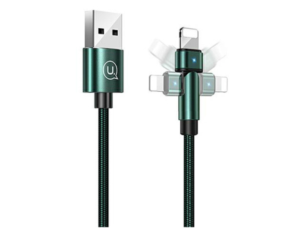 Kabel Lightning USAMS Kabel pleciony obrotowy U60 2A Lightning zielony