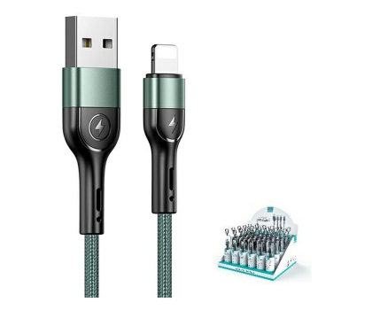 Kabel Lightning USAMS Kabel pleciony 2A lightning U55 zielony