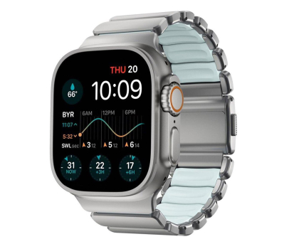 Pasek do smartwatchy Nomad Stratos Band Natural Titanium 45/46/49mm Icy Blue Glow FKM