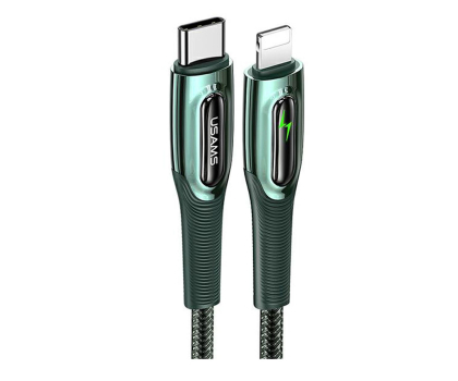 Kabel Lightning USAMS Kabel pleciony C/Lightning Smart Power-off 20W 1,2m zielony