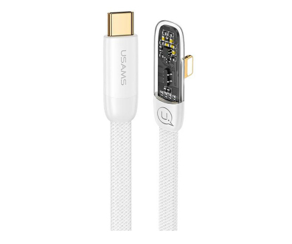 Kabel Lightning USAMS Kabel kątowy USB-C/Lightning PD 20W Fast Charging 1,2m biały