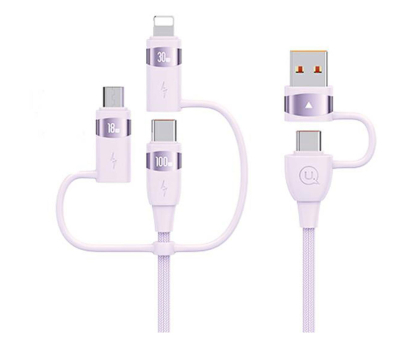 Kabel USB USAMS Kabel 2xUSB-C/USB/Micro-USB/Lightning 6w1 1,2m 100W fiolet