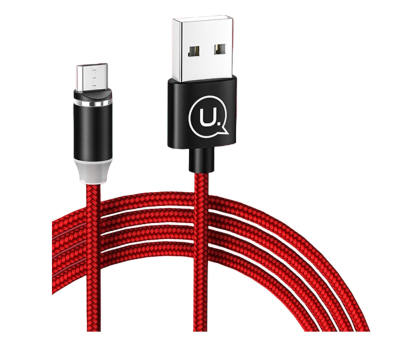 Kabel USB USAMS Kabel magnetyczny U-Sure microUSB1m 2,1A pleciony czerwony
