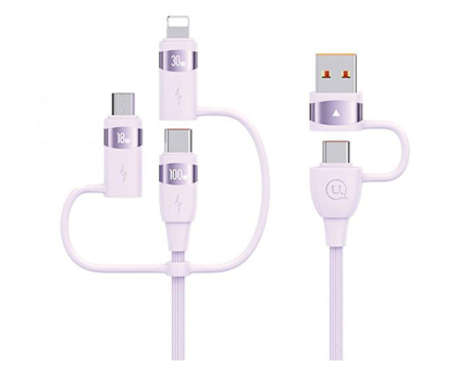 Kabel USB USAMS Kabel 2xUSB-C/USB/Micro-USB/Lightning 6w1 2m 100W fiolet