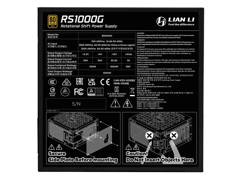 Wysoka sprawność energetyczna Lian Li RS Series
