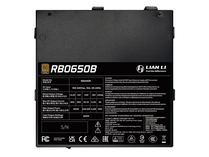 Lian Li RB Series 650W 80 Plus Bronze ATX 3.1