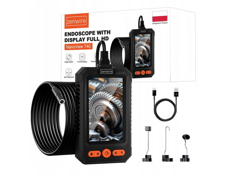 Zenwire Kamera Inspekcyjna Warsztatowa Endoskop 4,3 FHD IPS IP67