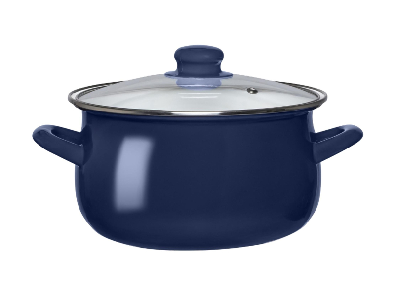 Altom Garnek emaliowany 16 cm 1,3 l pokrywka granat indukcja