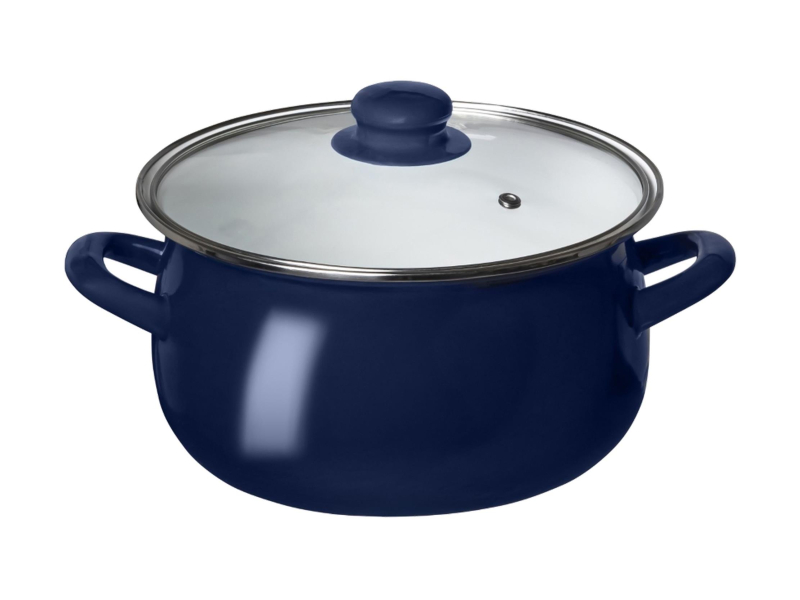 Altom Garnek emaliowany 16 cm 1,3 l pokrywka granat indukcja