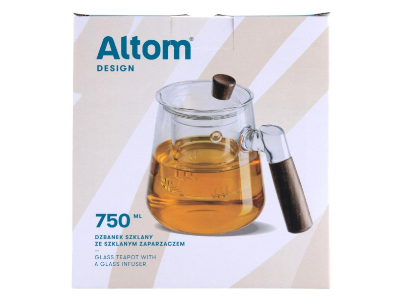 Altom Dzbanek szklany z zaparzaczem 750 ml drewniana rączka