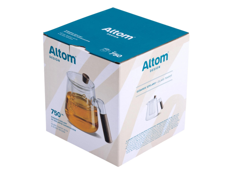 Altom Dzbanek szklany z zaparzaczem 750 ml drewniana rączka