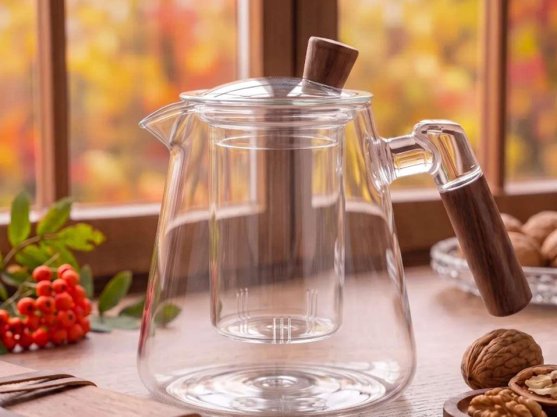 Altom Dzbanek szklany z zaparzaczem 550 ml drewniana rączka