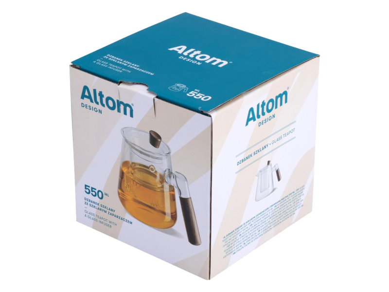 Altom Dzbanek szklany z zaparzaczem 550 ml drewniana rączka