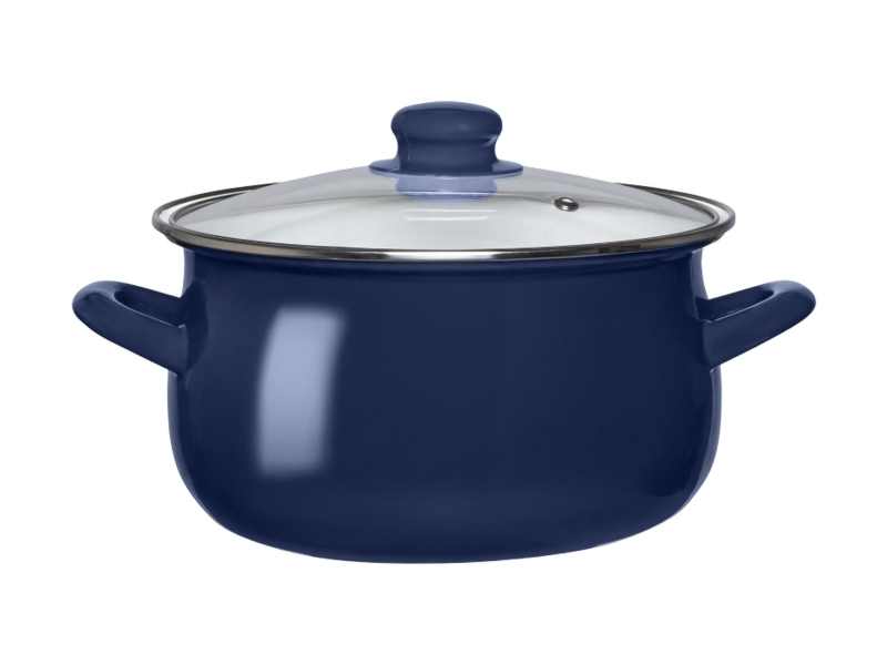 Altom Garnek emaliowany 18 cm 1,9 l pokrywka granat indukcja
