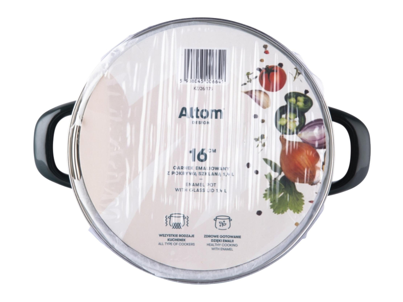 Altom Garnek emaliowany 16 cm 1,4 l pokrywka pinot indukcja