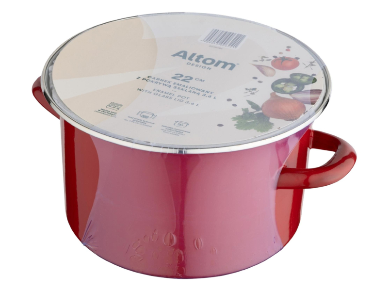 Altom Garnek emaliowany 22 cm 3,6 l pokrywka merlot indukcja