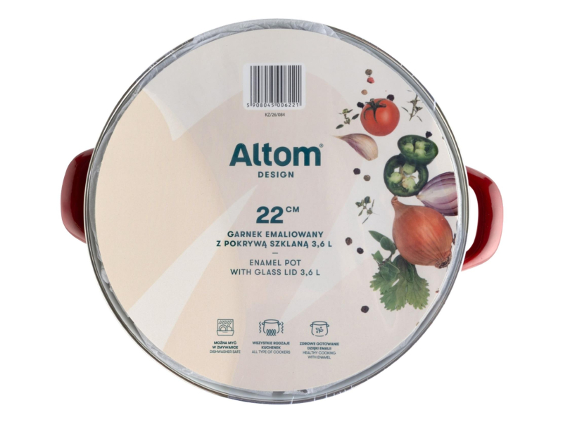 Altom Garnek emaliowany 22 cm 3,6 l pokrywka merlot indukcja