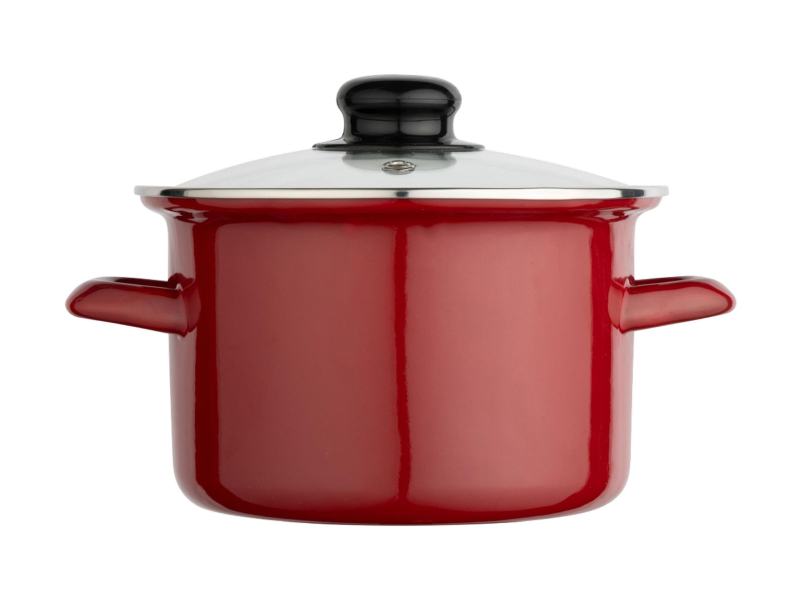 Altom Garnek emaliowany 18 cm 1,9 l pokrywka merlot indukcja