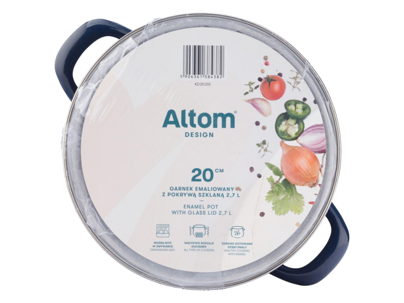 Altom Garnek emaliowany 20 cm 2,7 l pokrywka granat indukcja