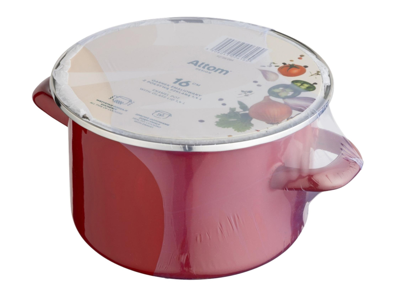 Altom Garnek emaliowany 16 cm 1,4 l pokrywka merlot indukcja