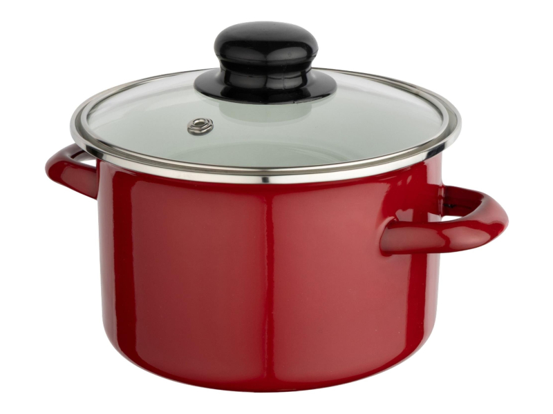 Altom Garnek emaliowany 16 cm 1,4 l pokrywka merlot indukcja