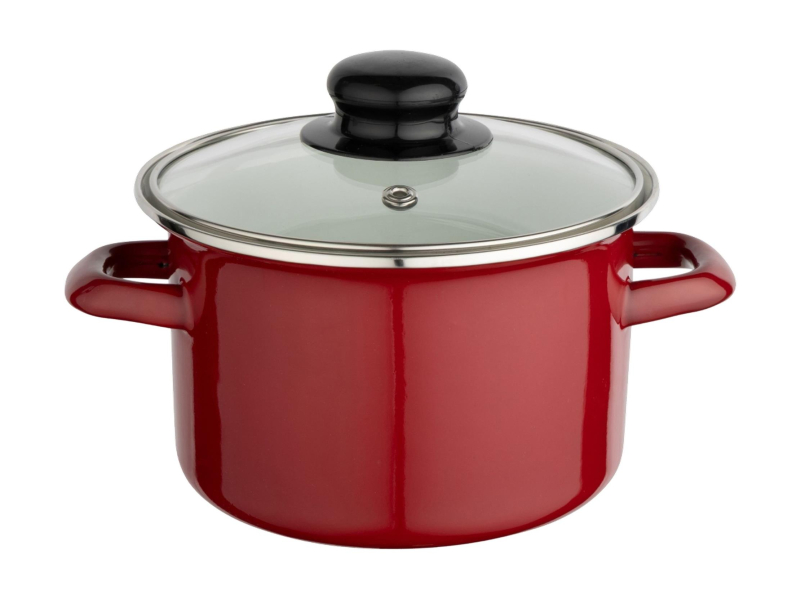 Altom Garnek emaliowany 16 cm 1,4 l pokrywka merlot indukcja