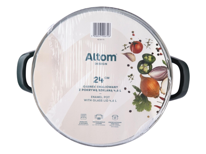 Altom Garnek emaliowany 24 cm 4,6 l pokrywka pinot indukcja
