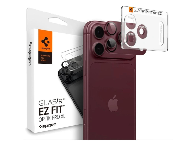 Spigen Glass tR EZ Fit Optik Pro XL 1 Pack do iPhone 18 Pro (burgundowy)