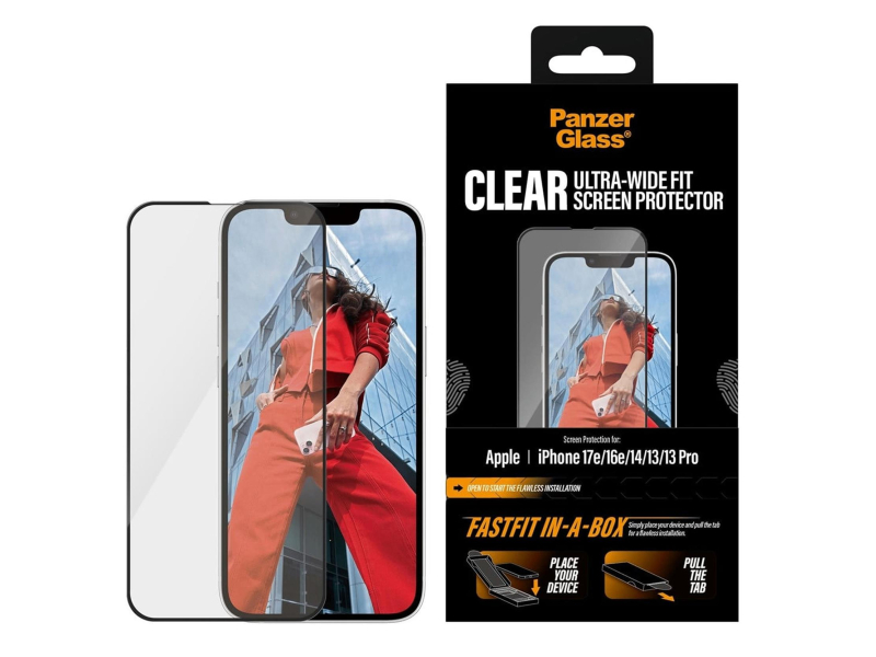PanzerGlass Ultra-Wide Fit (Fastfit) do iPhone 17e/16e/14/13/13 Pro