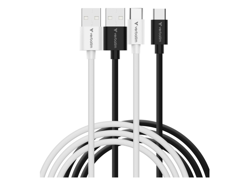 Verbatim Cable USB-A to USB-C 18W 100cm - 2 Pack - Black & White