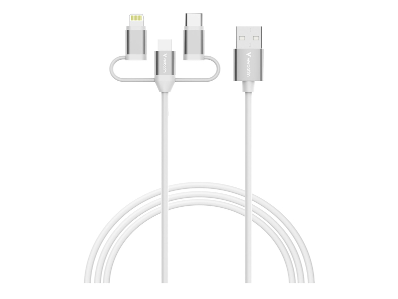 Verbatim 3-in-1 USB-A to Micro-B/USB-C/Lightning 18W 100cm - White