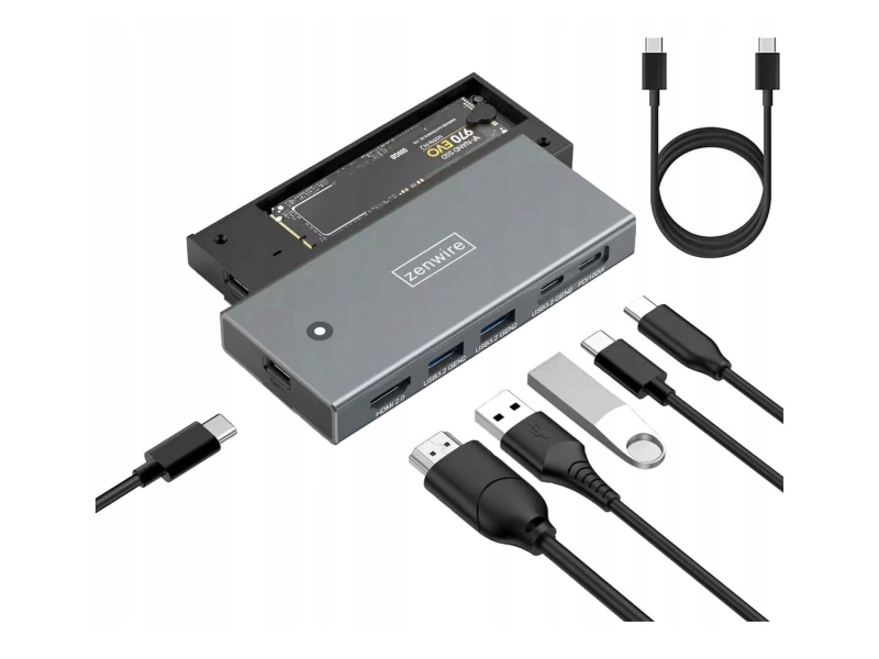 Zenwire Obudowa na dysk M2 NVME HUB USB-C 3.2 HDMI 2.0 PD 100W