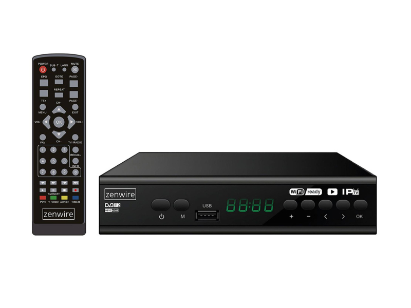 Zenwire Tuner Dekoder Satelitarny DVBT2 HEVC USB H.265 Full HD