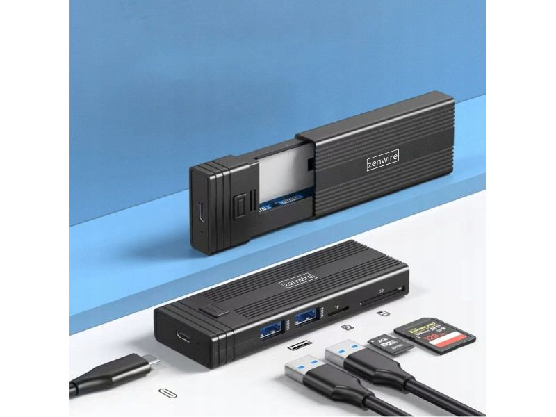 Zenwire Obudowa na dysk HUB USB-C 7w1 SSD M.2 NVME PCIE SATA SD