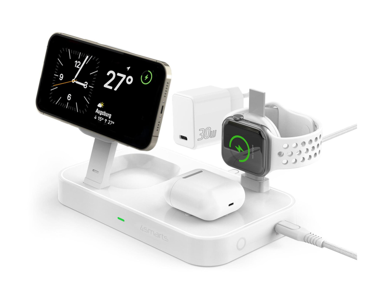 4smarts Stacja ładująca Qi2 Trident z szybką ładowarką Apple Watch