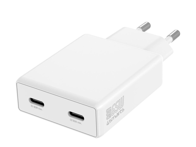 4smarts Ładowarka sieciowa PDPlug Slim Dual 65W GaN 2xUSB-C biały
