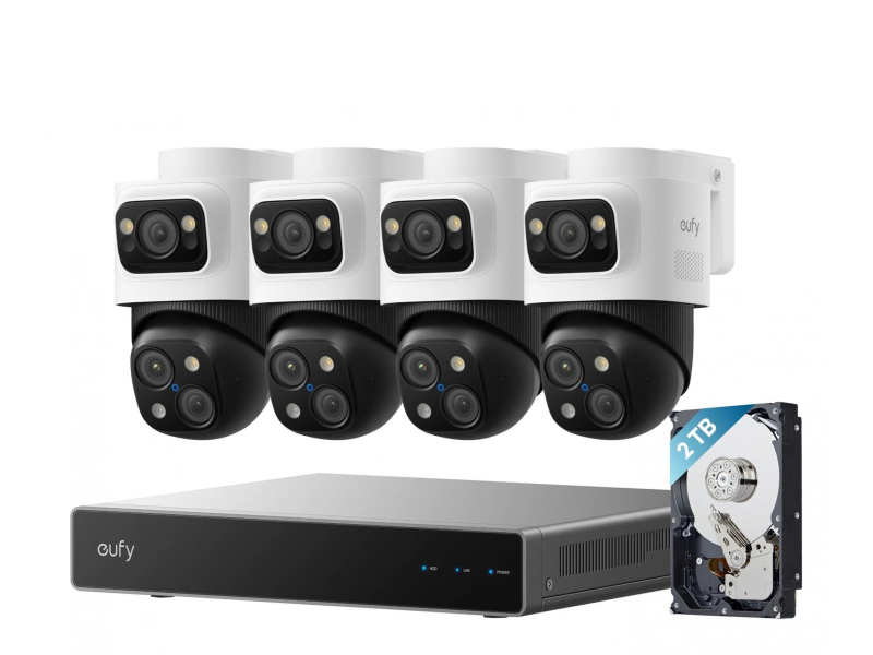 Eufy Zestaw 4 kamer PoE S4 Max Biały + rejestrator eufy NVR S4
