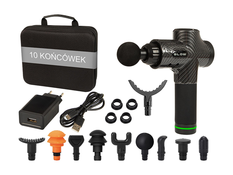 BLOW Pistolet do masażu Wave 4000 + 10 końcówek + walizka
