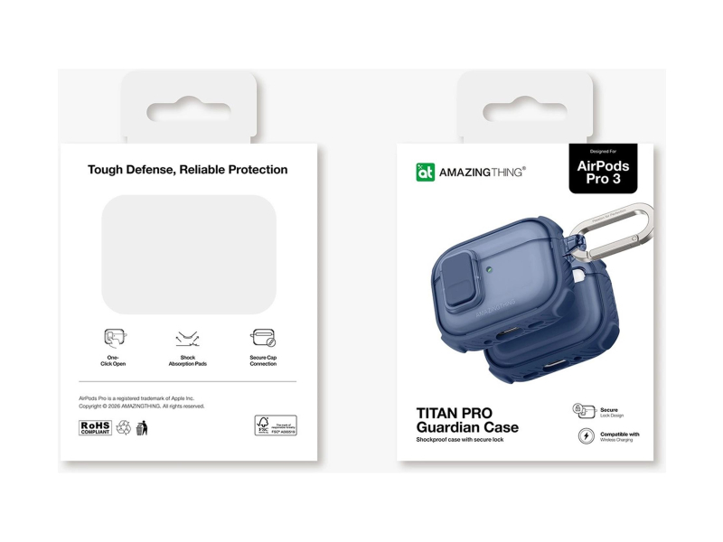 AmazingThing Titan Pro Mag Case Clear do AirPods Pro 3 - niebieskie