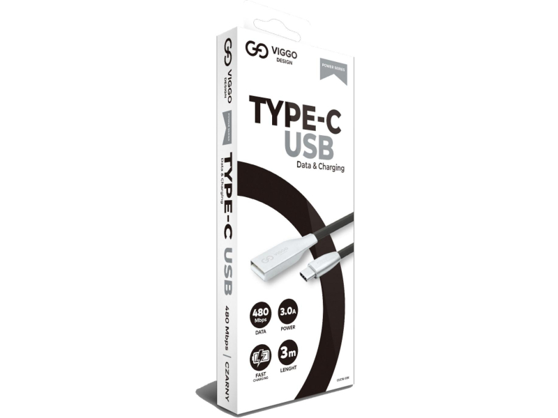 VIGGO DESIGN Kabel USB - USB-C VIGGO 3m Czarny
