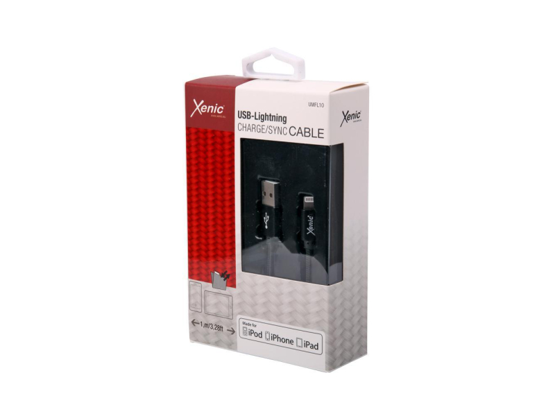 XENIC Kabel USB-Lightning Xenic PREMIUM 1m w oplocie czarny #