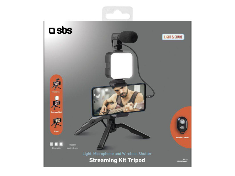 SBS Tripod bezprzewodowy SBS ze światłem LED i mikrofonem