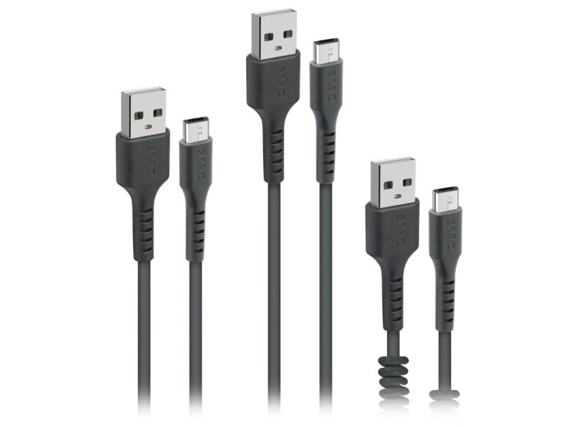 SBS Zestaw 3 kabli USB-microUSB SBS czarny #