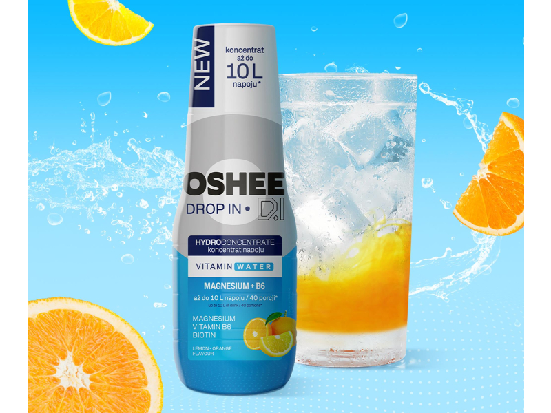 OSHEE Koncentrat napoju DROP IN pomarańcza-cytryna + magnez 500 ml