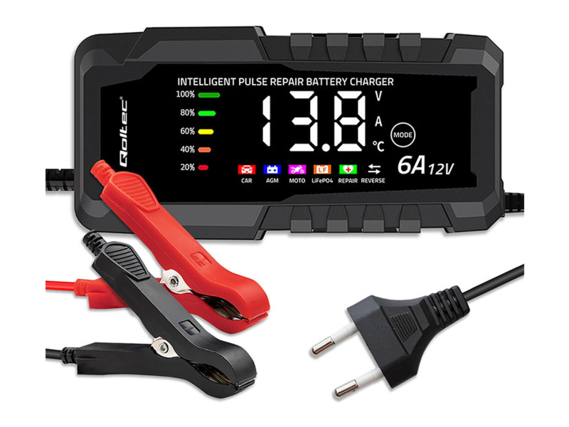 Qoltec Inteligentna ładowarka AGM GEL LiFePO4 12V 6A