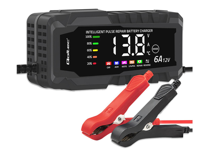 Qoltec Inteligentna ładowarka AGM GEL LiFePO4 12V 6A