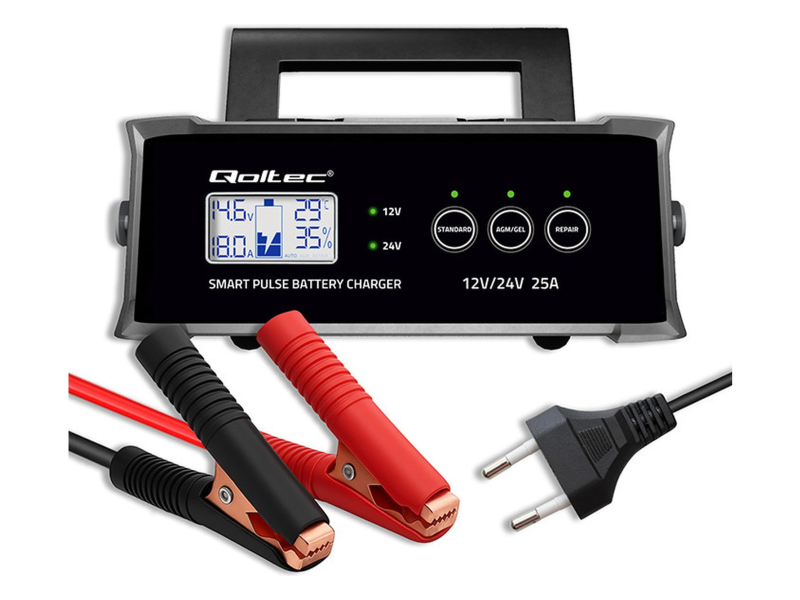 Qoltec Inteligentna ładowarka STD AGM GEL 12V/24V 25A