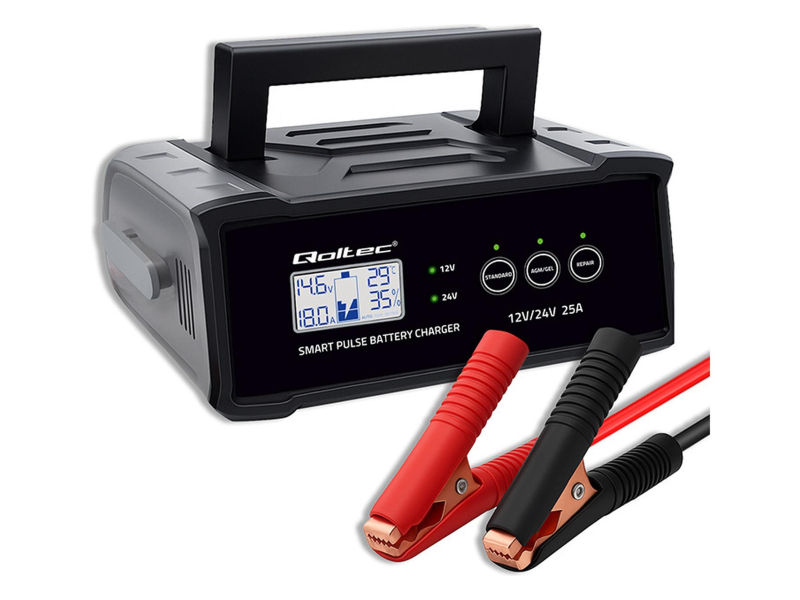 Qoltec Inteligentna ładowarka STD AGM GEL 12V/24V 25A